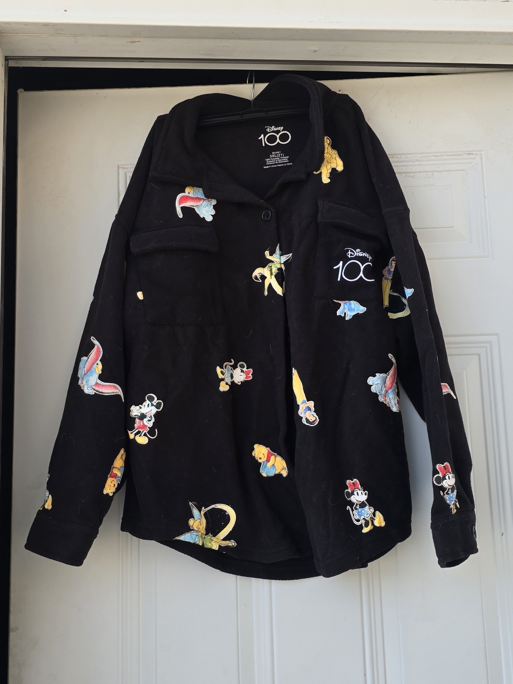 Disney 100 Black Embroidered Character Utility Jacket